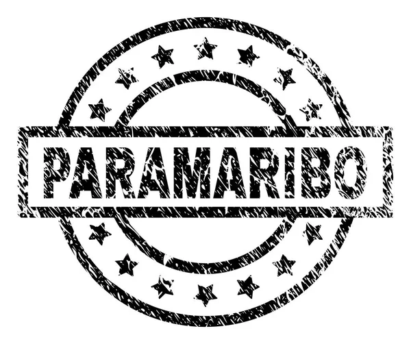 Scratched Textured PARAMARIBO Stamp Seal — Stock Vector