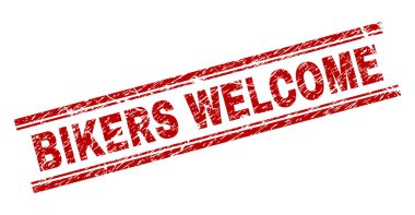 Dokulu bisikletçileri hoş geldiniz damga mühür çizik