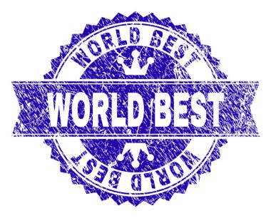 Grunge dünya en iyi damga mühür kurdele ile dokulu