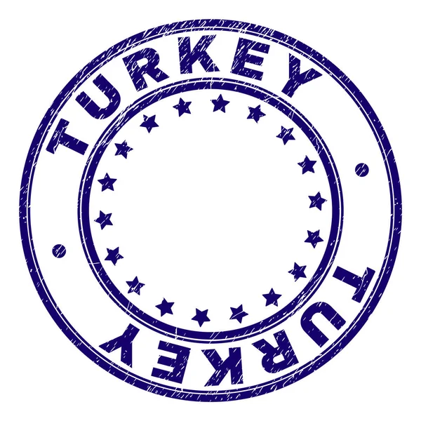 Scratched Textured TURKEY Round Stamp Seal — Stock Vector