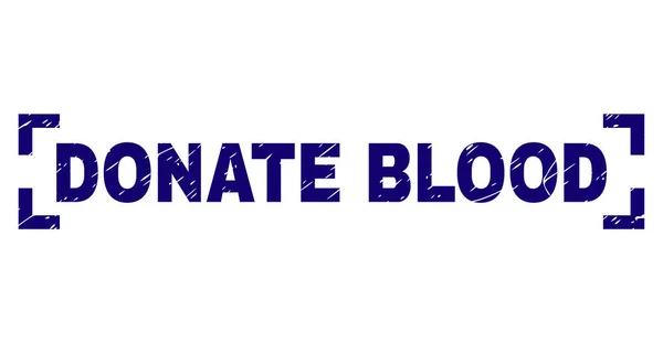 Selo texturizado riscado do selo do selo do sangue de DONATE entre cantos — Vetor de Stock