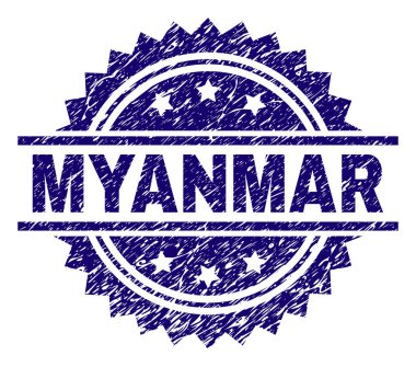Dokulu Myanmar damga mühür çizik