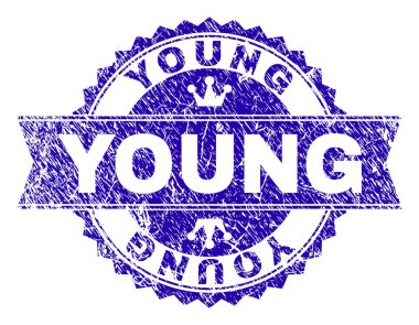 Grunge dokulu genç fok ile kurdele pul