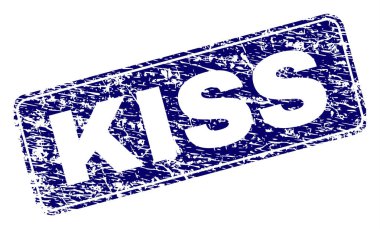 Yuvarlatılmış dikdörtgen damga grunge öpücük çerçeveli