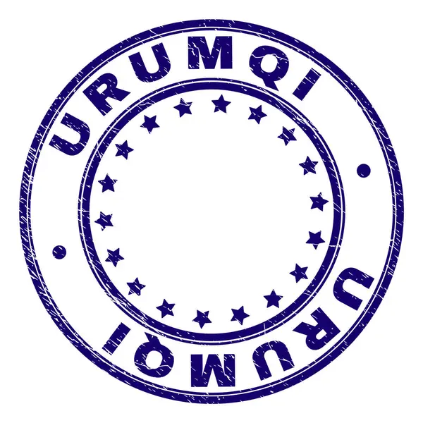 Selo de carimbo redondo URUMQI texturizado riscado —  Vetores de Stock