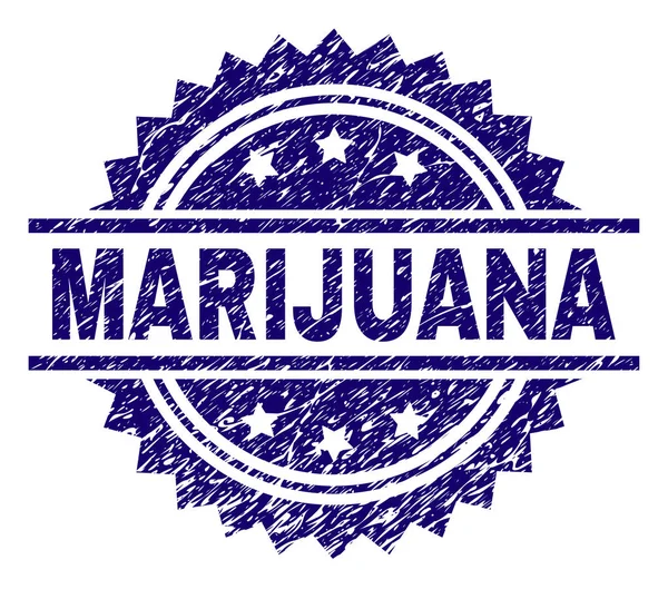 Sello de sello con textura rayada MARIJUANA — Vector de stock