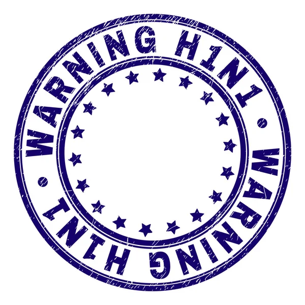 Scratched Textured WARNING H1N1 Round Stamp Seal — Stock Vector