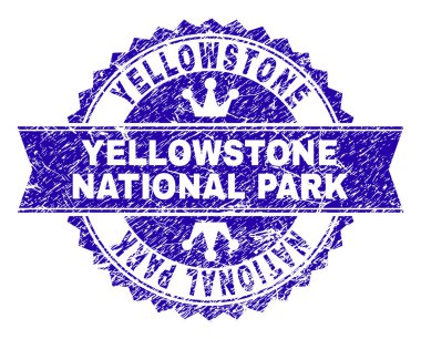 Grunge Yellowstone Milli Parkı damga mühür kurdele ile dokulu