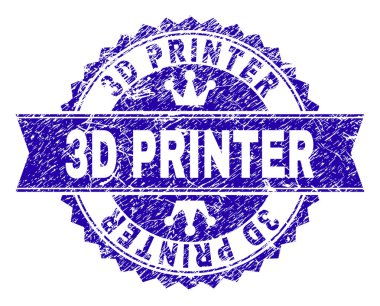 Grunge 3d yazıcı damga mühür kurdele ile dokulu