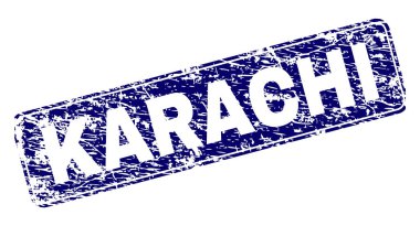 Yuvarlatılmış dikdörtgen damga grunge Karaçi çerçeveli