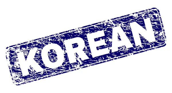 Γδαρμένο Κορεατικά πλαισιωμένο σφραγίδα στρογγυλεμένο ορθογώνιο — Διανυσματικό Αρχείο