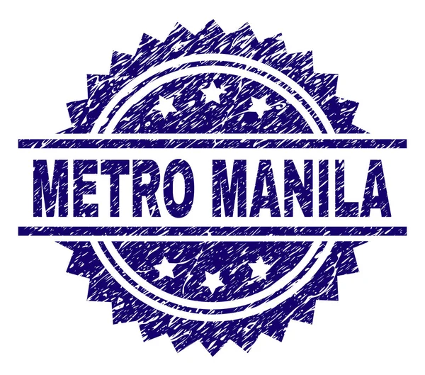 Scratched Textured METRO MANILA Stamp Seal — Stock Vector