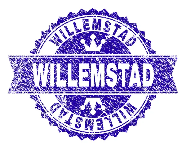 Zerkratzte texturierte Willemstad Stempelsiegel mit Band — Stockvektor