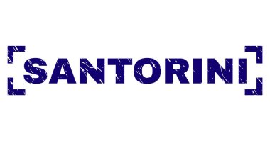 Grunge Santorini damga mühür köşeleri içinde dokulu