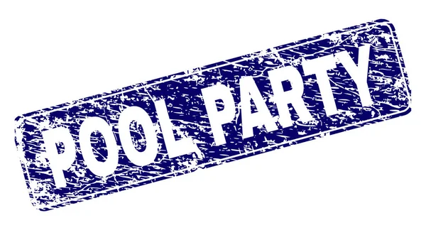 Grunge POOL PARTY francobollo rettangolo arrotondato incorniciato — Vettoriale Stock