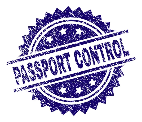 Sello de sello de CONTROL DE PASAPORTE con textura rayada — Vector de stock