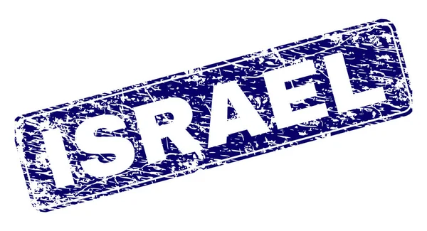 Царапнутая марка ISRAEL с округлым прямоугольником — стоковый вектор