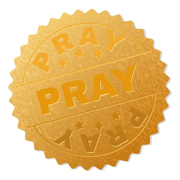 Золотий медальйон штамп молитися — стоковий вектор