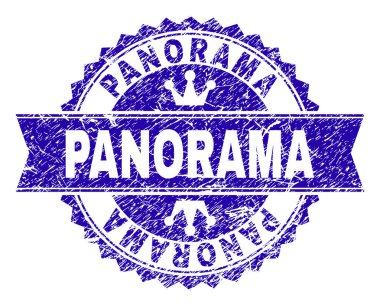 Grunge Panorama damga mühür kurdele ile dokulu