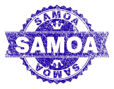 Grunge Samoa damga mühür kurdele ile dokulu