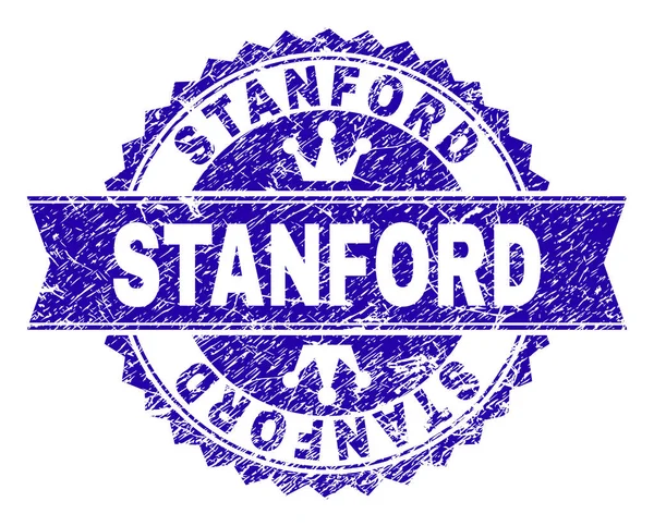 Scratched Textured STANFORD Stamp Seal with Ribbon — Stock Vector