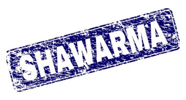 Yuvarlatılmış dikdörtgen damga grunge Shawarma çerçeveli