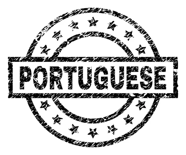 Selo de carimbo de PORTUGUÊS texturizado riscado — Vetor de Stock