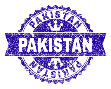 Grunge Pakistan damga mühür kurdele ile dokulu