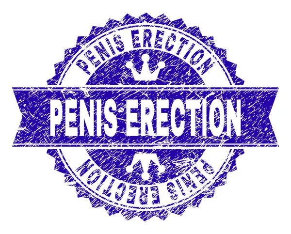 Grunge getextureerde Penis erectie stempel-zegel met lint — Stockvector