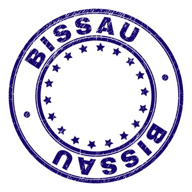 Grunge Bissau damga mühür yuvarlak dokulu