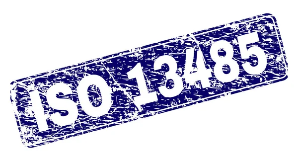 Gekraste Iso 13485 ingelijst afgeronde rechthoek stempel — Stockvector