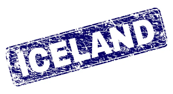 Γδαρμένο Ισλανδία πλαισιωμένο σφραγίδα στρογγυλεμένο ορθογώνιο — Διανυσματικό Αρχείο