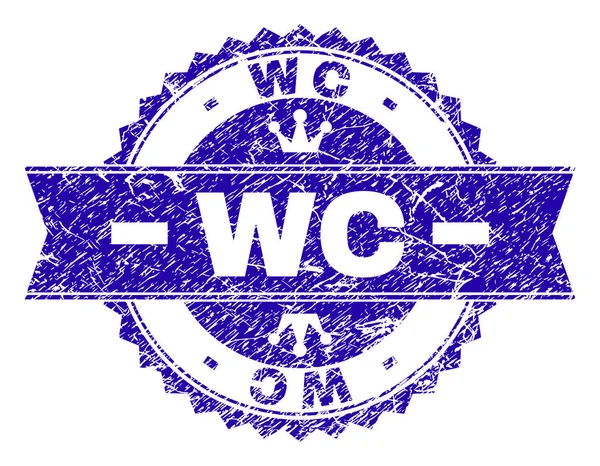 Γδαρμένο ανάγλυφη σφραγίδα Wc με κορδέλα — Διανυσματικό Αρχείο