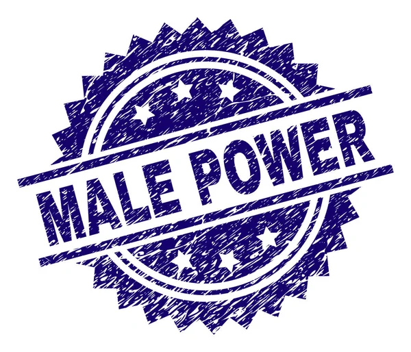 Scratched Textured MALE POWER Stamp Seal — Stock Vector