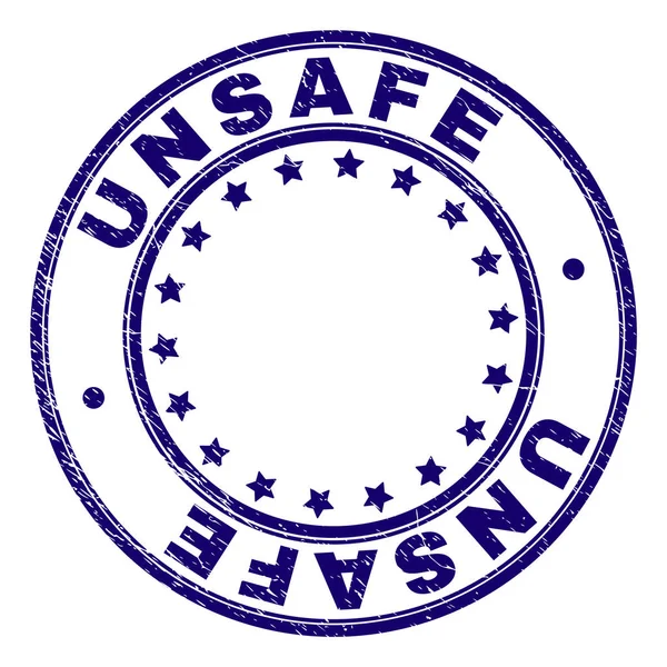 Scratched Textured UNSAFE Round Stamp Seal — Stock Vector