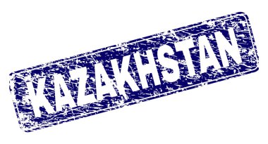 Yuvarlatılmış dikdörtgen damga çizilmiş Kazakistan çerçeveli