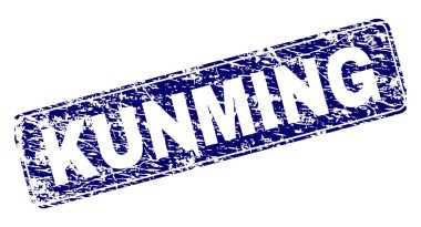 Yuvarlatılmış dikdörtgen damga grunge Kunming çerçeveli