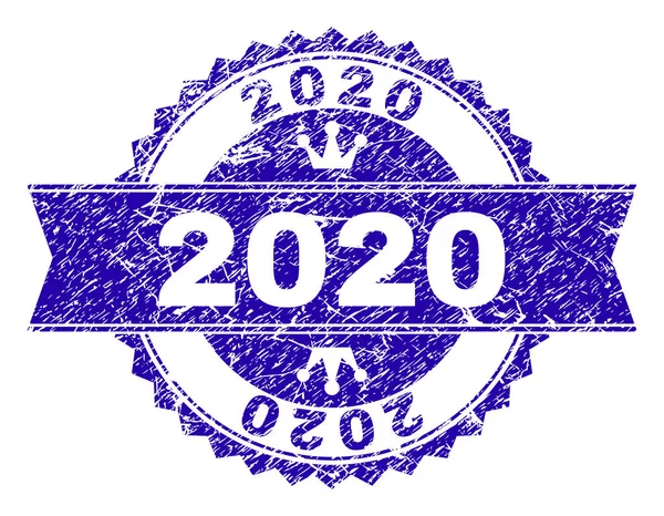 Grunge texturat 2020 sigiliu timbru cu panglică — Vector de stoc