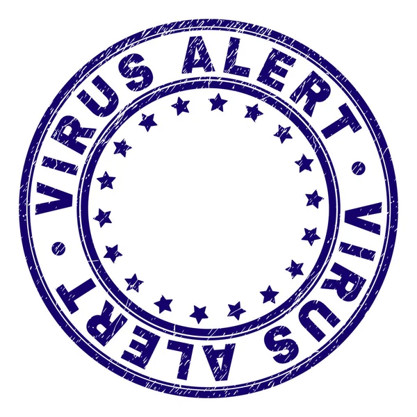 Sello de sello redondo VIRUS ALERT con textura rayada — Vector de stock