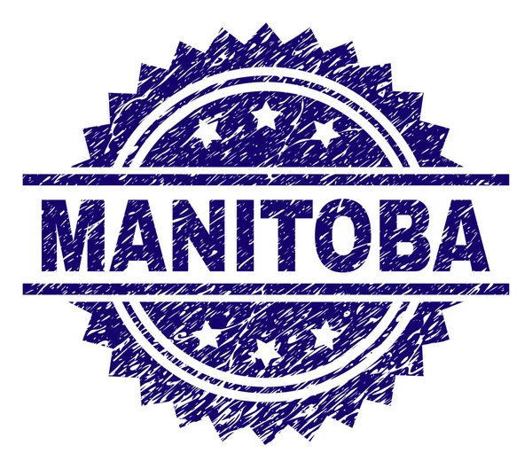 Gekrast getextureerde Manitoba stempel-zegel — Stockvector