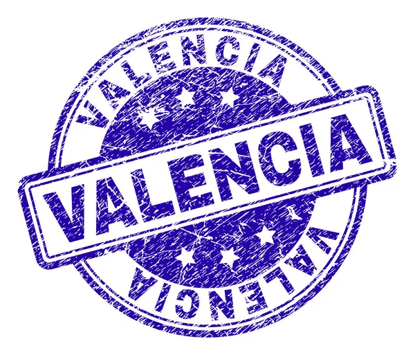 Scratched Textured VALENCIA Stamp Seal — Stock Vector