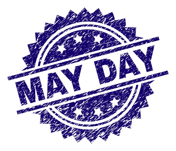 Gekraste getextureerde May Day stempel Seal — Stockvector