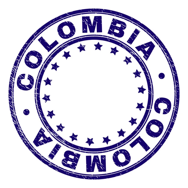 Scratched Textured COLOMBIA Round Stamp Seal — Stock Vector