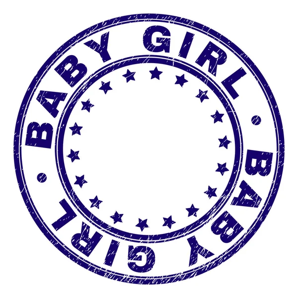 Sceau de timbre rond BABY GIRL texturé rayé — Image vectorielle