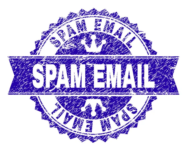 Grunge texturierte Spam E-Mail Stempel Siegel mit Band — Stockvektor