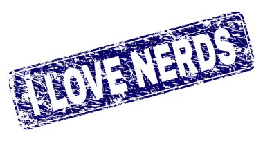 Grunge çerçeveli Nerds seviyorum yuvarlak dikdörtgen damgası