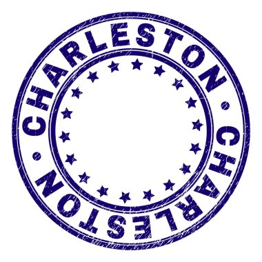 Grunge Charleston damga mühür yuvarlak dokulu