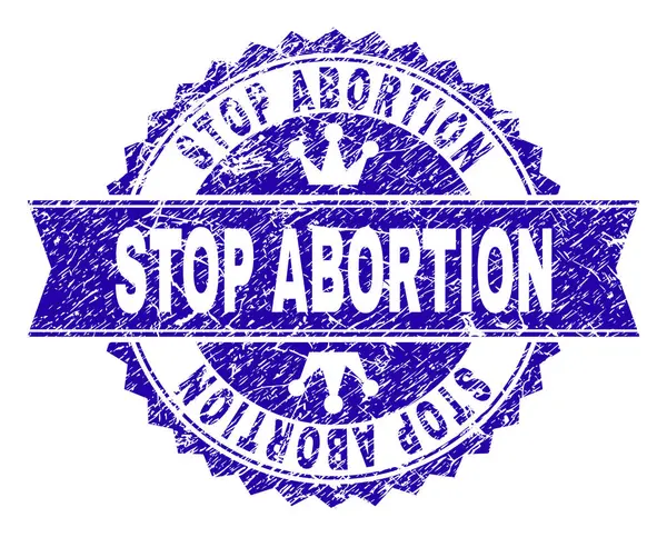 Selo texturizado riscado do selo da ABORÇÃO do STOP com fita — Vetor de Stock
