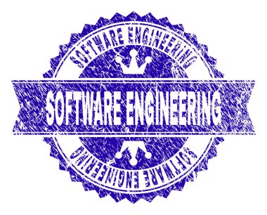 Grunge Yazılım Mühendisliği damga mühür kurdele ile dokulu