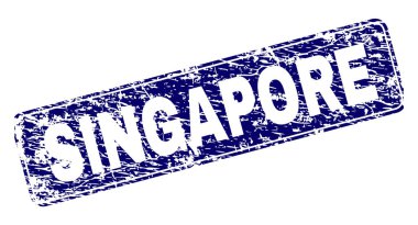Yuvarlatılmış dikdörtgen damga grunge Singapur çerçeveli